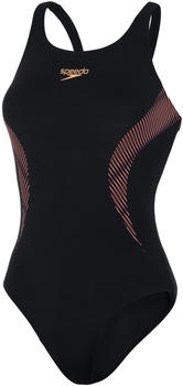 Speedo Placement Muscleback Swimsuit (8-08694G703) black/magenta/papaya punch