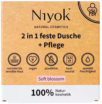 Niyok 2 in 1 feste Dusche + Pflege Soft Blossom (80 g) Niyok 2 in 1 feste Dusche + Pflege Soft Blossom (80 g)