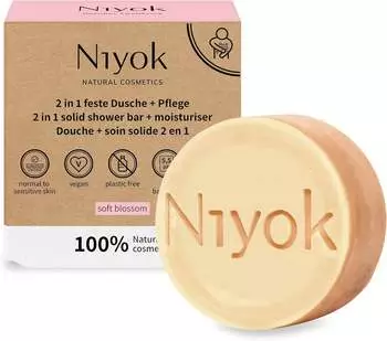 Niyok 2 in 1 feste Dusche + Pflege Soft Blossom (80 g) – Niyok 2 in 1 feste Dusche + Pflege Soft Blossom (80 g): Die perfekte Kombination