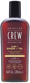 American Crew 3-in-1 Ginger + Tea Shampoo, Conditioner and Body Wash (250ml)