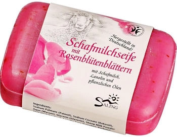 Saling Schafmilchseife mit Rosenblütenblättern pink (100 g)