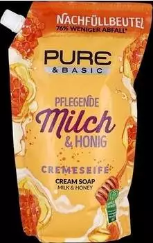Pure & Basic Pflegende Milch & Honig Cremeseife Nachf&uuml;llpack (500 ml)