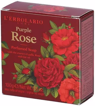 L'Erbolario ROSA PURPUREA Sapone Profumato con estratto e acqua distillata di Rosa gallica 100 gr