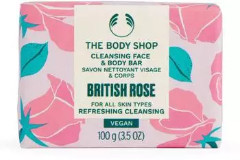 The Body Shop British Rose Cleansing Bar für Körper und Gesicht 100 g