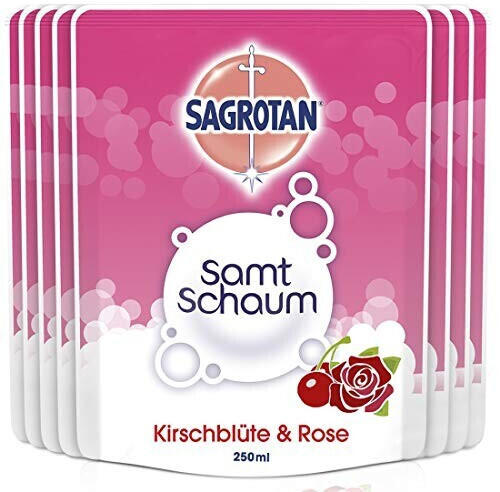 Sagrotan Samt-Schaum Kirschblüte & Rose Antibakterielle Schaumseife im praktischen Vorteilspack (8x250ml)