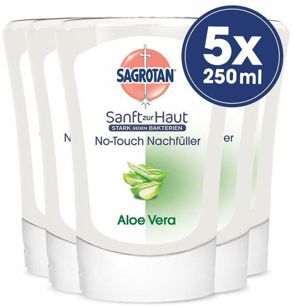 Sagrotan No-Touch Aloe Vera antibakterielle Flüssigseife Nachfüller Set 5er Pack (5x250ml)