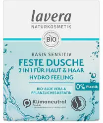 Lavera Basis Sensitiv Feste Dusche 2 in 1 für Haut & Haar Hydro Feeling (50 g) Lavera Basis Sensitiv Feste Dusche 2 in 1 für Haut & Haar Hydro Feeling (50 g)