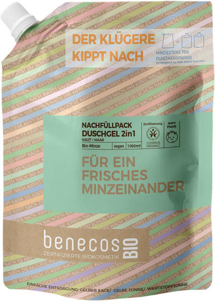 benecos BIO 2in1 Duschgel Für Ein Frisches Minzeinander Nachfüller (1L)