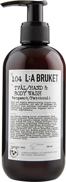 L:A Bruket No. 104 Hand & Body Wash Bergamot/Patchouli (240ml)