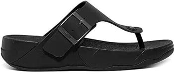 FitWear Trakk II Zehensteg Leder Schnalle Flipflop schwarz