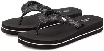 Venice Beach Badezehentrenner Sandale Pantolette ultraleicht Glitzerband VEGAN schwarz