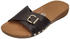 FitWear Iqushion Adjustable Buckle Leather Slides braun