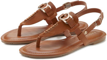 Lascana Zehentrenner Sandale Pantolette Schmuckelement braun camelfarben VEGAN