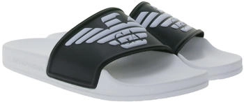 Emporio Armani Sliders Pantoletten Bade-Schuhe XN747 XVPS07 weiß schwarz