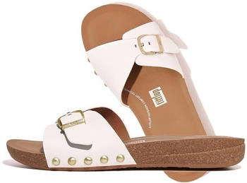 FitWear Iqushion Adjustable Buckle Leather Slides weiß