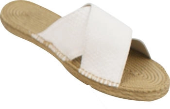 Siebi's Matera Strand-und Badeschuh Pantolette in Bastoptik weiss