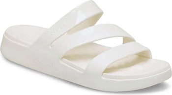 Crocs Getaway Patent Strappy Badesandalen weiß