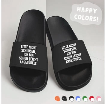 MoonWorks Bath Slippers with Party Alcohol Print schwarz-schwarz