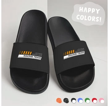 MoonWorks Slippers with Saying Life on the Aperol Path schwarz/orange