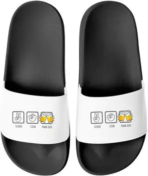 MoonWorks Flip Flops with Beer Saying | Funny Vacation Shoes Bachelor Party schwarz-weiß