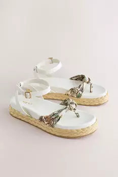 Next Fashion Toe Separator Sandals braun/grün/weiß