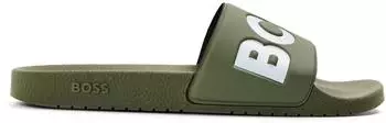 Hugo Boss Aryeh Slides With Large Logo Detail open green