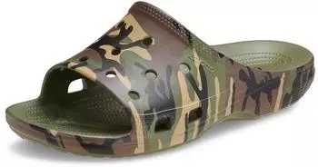 Crocs Classic Crush Platform Sliders (CR207670) armeegr&uuml;n/mehrfarbig