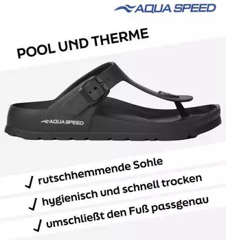 Aqua Speed Monaco Zehentrenner langlebige Badelatschen schwarz 07