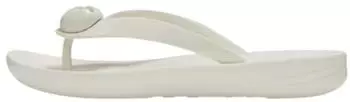 FitWear IQUSHION Glossy-Button Flip Flops cream