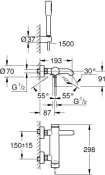 GROHE Essence Einhand-Wannenbatterie 1/2″ chrom (25249001) – Hochwertige Materialien und langlebige Qualität