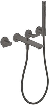 Axor Citterio C 3-Loch Wannenarmatur mit Handbrause Cubic Cut brushed black chrome (49481340)