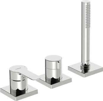 Hansa Ligna Einhebelmischer für Wanne mit eckigen Rosetten Chrom (06439493)