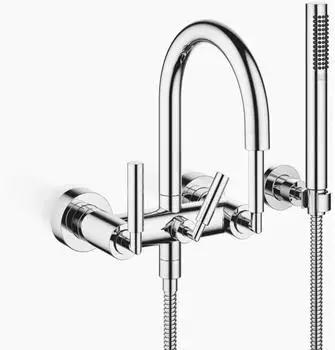 Dornbracht TARA. Wannenbatterie Wandmontage 2-Griff mit Schlauchbrausegarnitur (25133882-00)