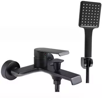Rea Hass Badewannenarmatur Einhebel mit Handbrause, Messing, Schwarz, Wandmontage (REA-B9967)