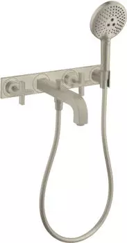 Hansgrohe Axor Citterio 3-Loch Wannenarmatur Unterputz Kreuzgriffe Brushed Nickel (39441820)