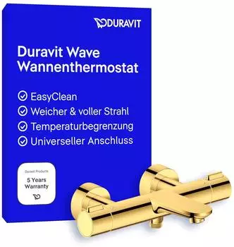 Duravit Wave Badewannen- und Duscharmatur Wandmontage Thermostat Gold poliert (WA5220000034)