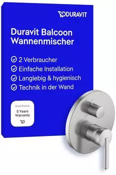 Duravit Balcoon Einhebel-Wannenmischer Unterputz, edelstahl geb&uuml;rstet (BA5210012070)