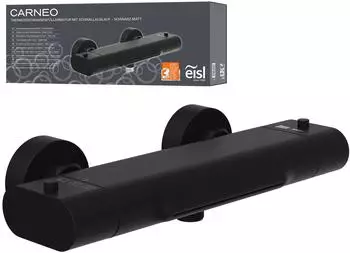 Eisl CARNEO Wannenthermostat Schwallauslauf, Eco-Stopp, schwarz matt (1330090B)