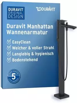 Duravit Manhattan Wannenarmatur Bodenmontage Einhebelmischer, schwarz matt (MH5250000046)