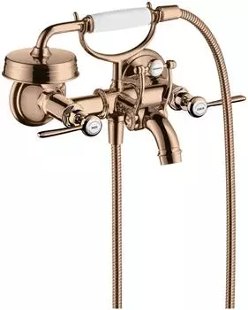 Hansgrohe Montreux 2-Griff-Wannenarmatur Aufputz mit Hebelgriffen, polished red gold (16551300)