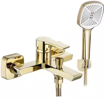 Rea Argus Wand-Badewannenarmatur mit Brause, Messing, gold (REA-B6409)