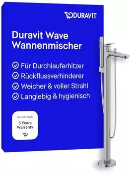 Duravit Wave Wannenarmatur bodenstehend Einhebelmischer, edelstahl gebürstet (WA5250000070)