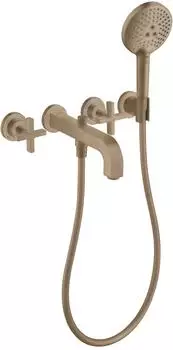 Hansgrohe Axor Citterio Wannenarmatur Unterputz 3-Loch Kreuzgriff geb&uuml;rstetes Rotgold (39447310)