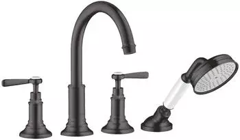 Axor Montreux 4-Loch Fliesenrandarmatur mit Hebelgriffen brushed black chrome (16554340)