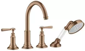 Axor Montreux 4-Loch Fliesenrandarmatur mit Hebelgriffen brushed red gold (16554310)