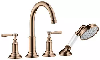 Axor Montreux 4-Loch Fliesenrandarmatur mit Hebelgriffen polished red gold (16554300)
