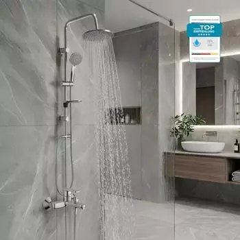 Hansgrohe Vernis Blend Wannenmischer-Set mit Regendusche & Handbrause, Aufputz, Einhebel
