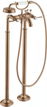 Axor Montreux 2-Griff Wannenarmatur bodenstehend mit Hebelgriffen brushed red gold (16553310)