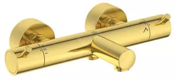 Ideal Standard Ceratherm T125 Aufputz-Wannenarmatur mit Thermostat, geb&uuml;rstetes Gold (A7588A2)
