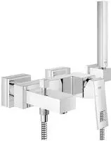 Grohe Eurocube Wannenarmatur 23141000 1/2", mit Brausegarnitur, Wandmontage, chrom